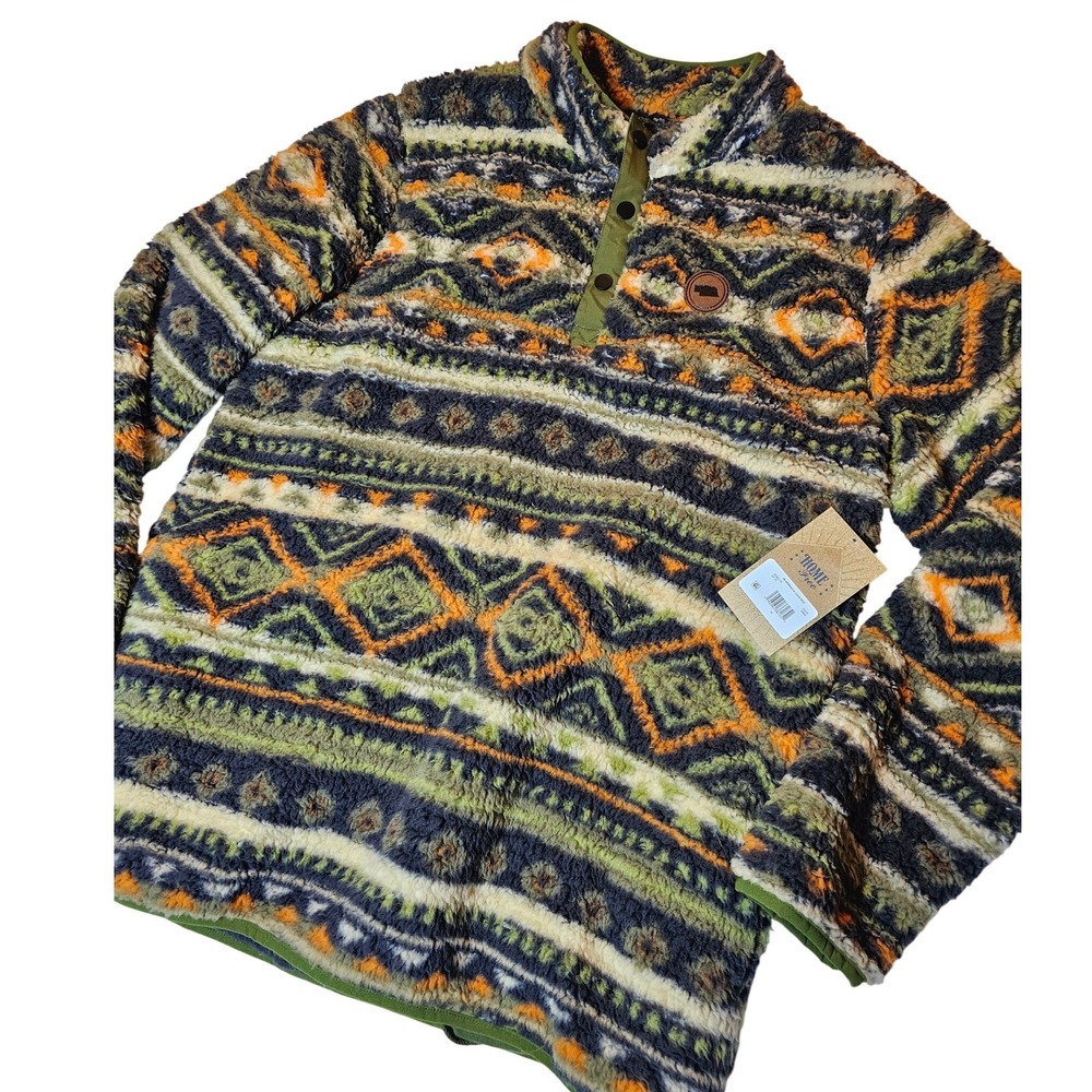 Nebraska Logo Home Free Mens XL Aztec‎ Sherpa Fleece Pullover Southwestern